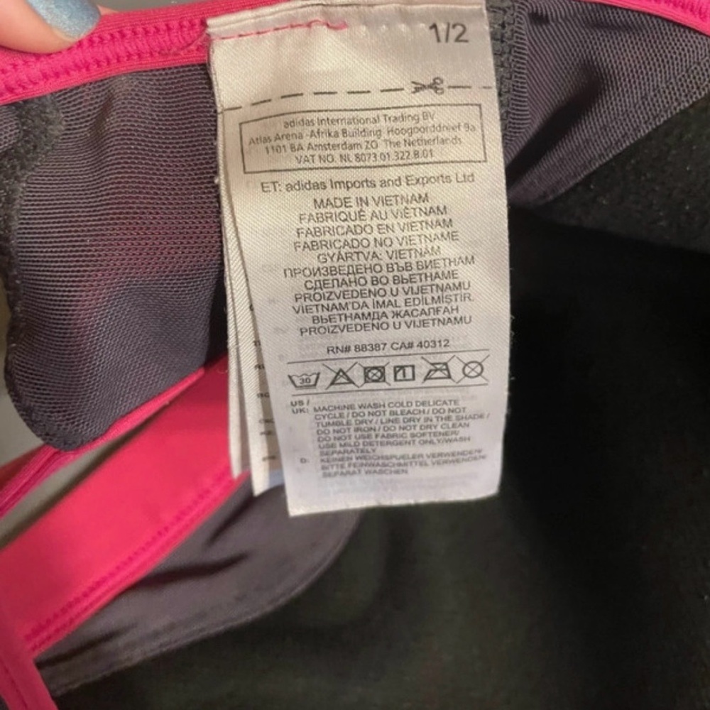 adidas Hot Pink Racerback Cutout Sports Bra - Picture 5 of 5